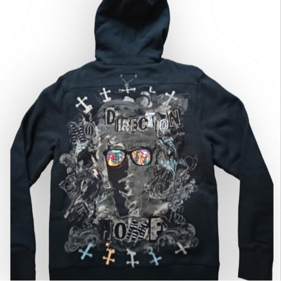 Elvis & Jesus black full zip thick hoodie direction - Picture 1 of 7